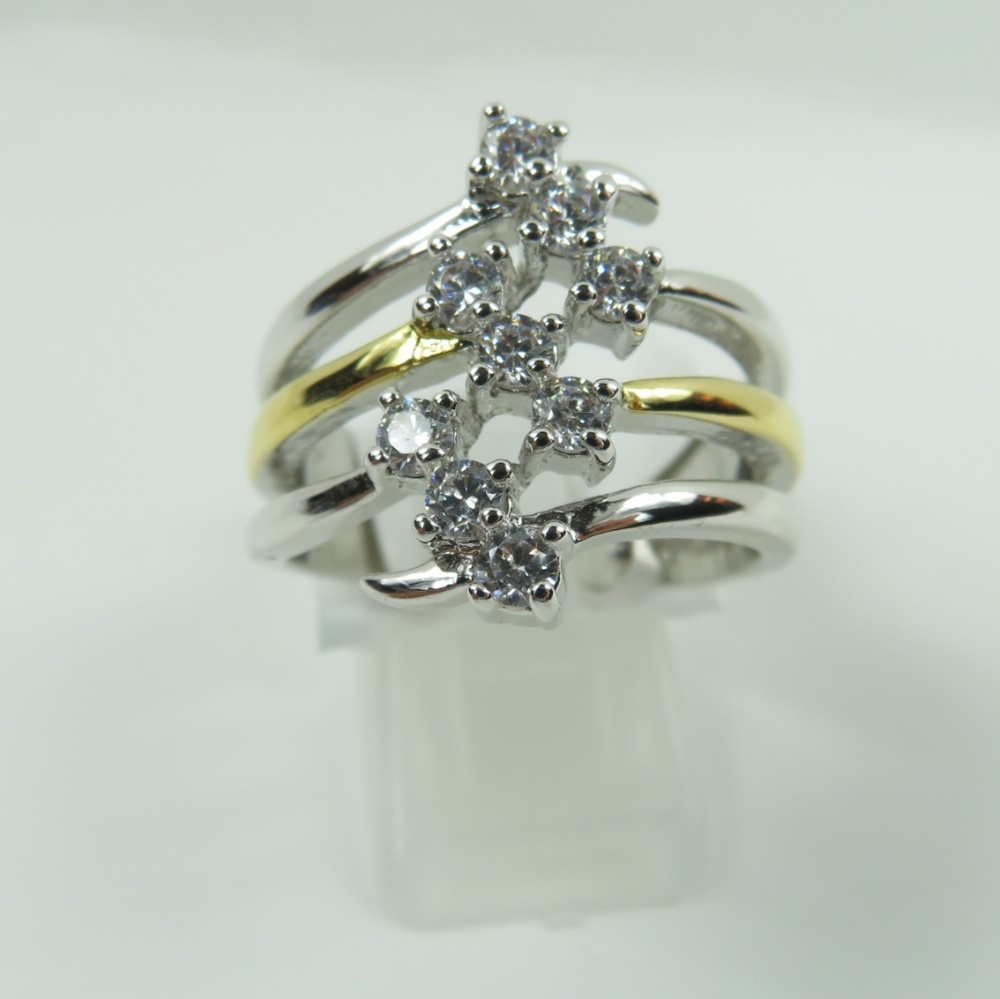 925 Silver Split CZ Diamond Ring